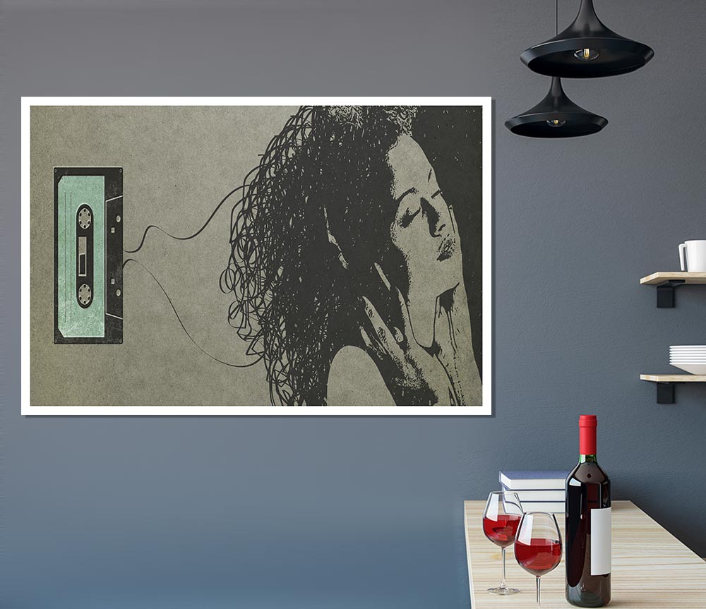 Cassette Tape Woman Print Poster Wall Art