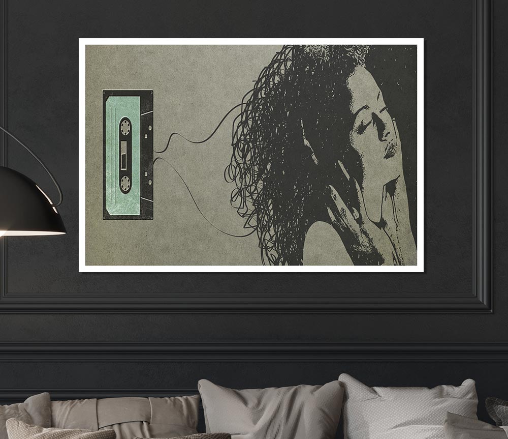 Cassette Tape Woman Print Poster Wall Art