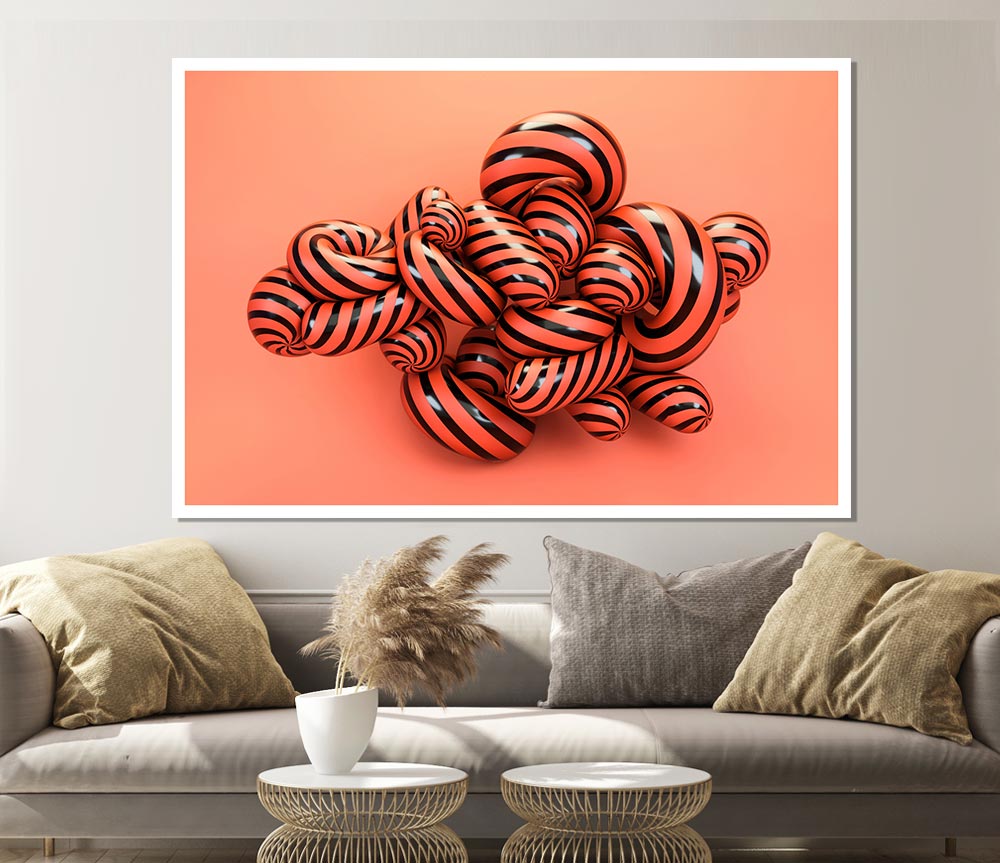 Twisty Stripey Mess Print Poster Wall Art