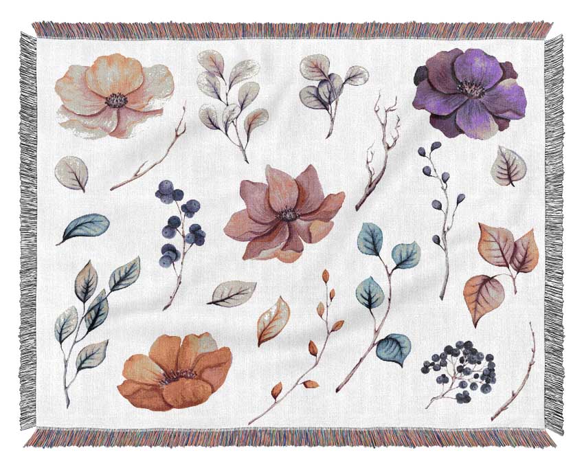 Selection Of Lovely Flowers Woven Blanket