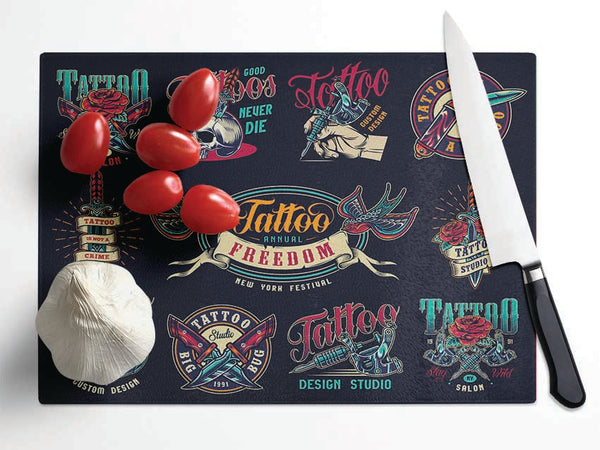 Tattoo Flash Art Studio Glass Chopping Board