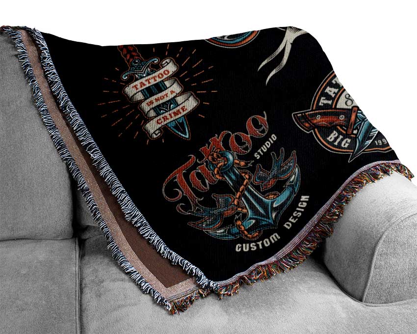 Tattoo Flash Art Studio Woven Blanket