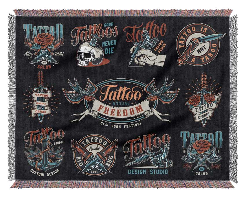 Tattoo Flash Art Studio Woven Blanket