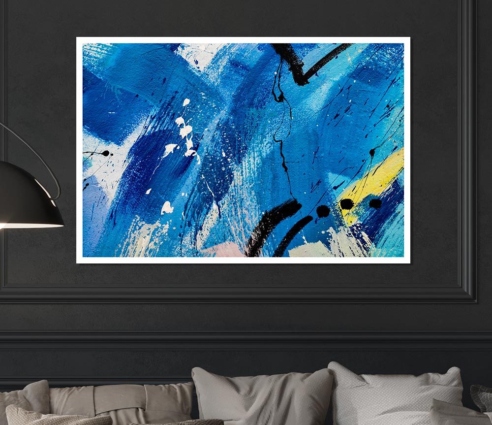 Broad Strokes Of Blue Paint Print Poster Wall Art