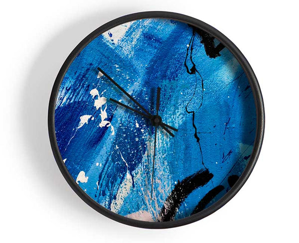 Broad Strokes Of Blue Paint Clock - Wallart-Direct UK