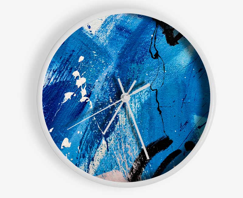 Broad Strokes Of Blue Paint Clock - Wallart-Direct UK