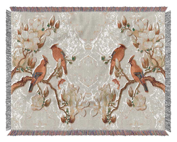 The Birds On The Branches Symmetry Woven Blanket