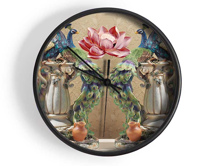 Peacocks Of Royalty Clock - Wallart-Direct UK