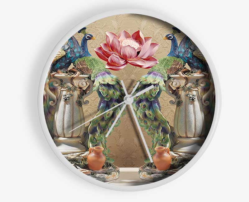 Peacocks Of Royalty Clock - Wallart-Direct UK