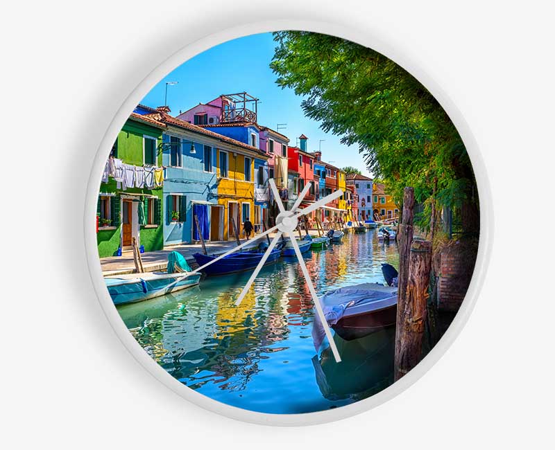 The Boats In The Village Clock - Wallart-Direct UK