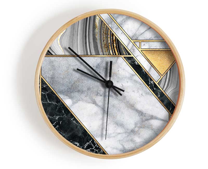 Triangles Of Marble Clock - Wallart-Direct UK