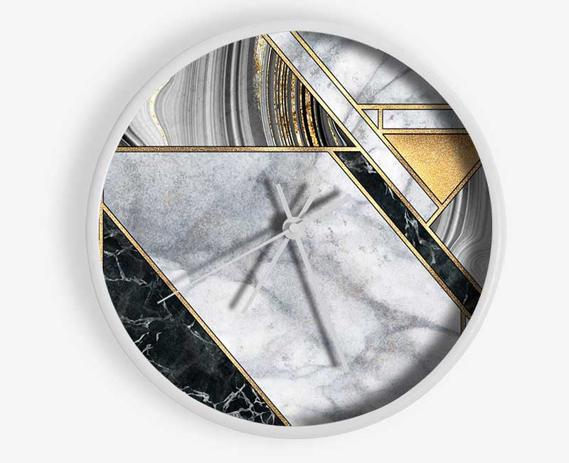 Triangles Of Marble Clock - Wallart-Direct UK