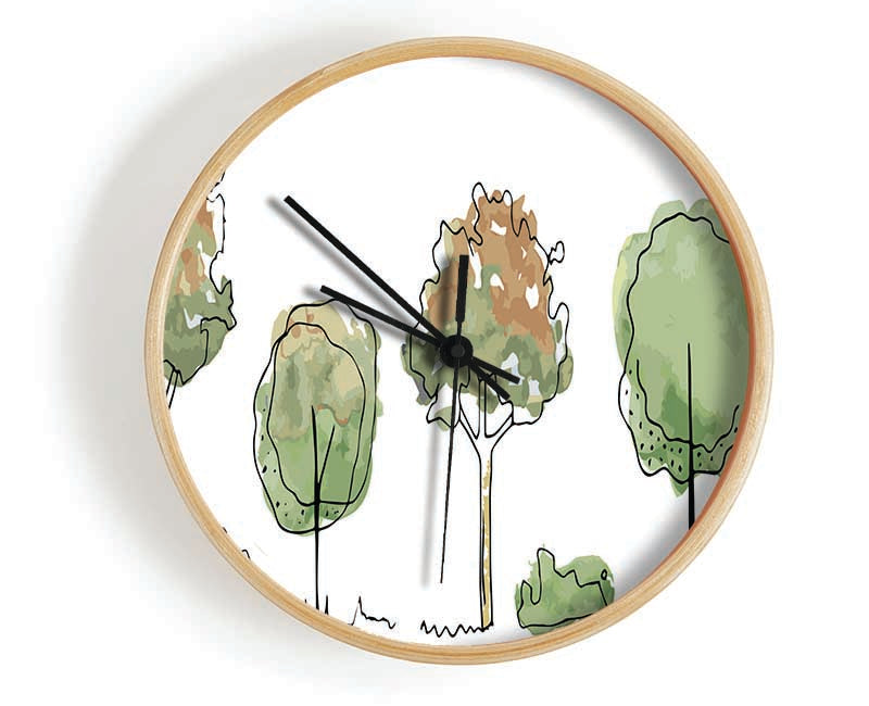 Five Trees In A Row Clock - Wallart-Direct UK