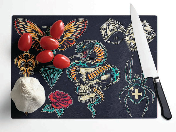 Tattoo Flash 2 Glass Chopping Board