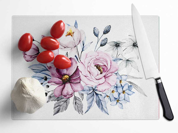 Flowers Together Glass Chopping Board