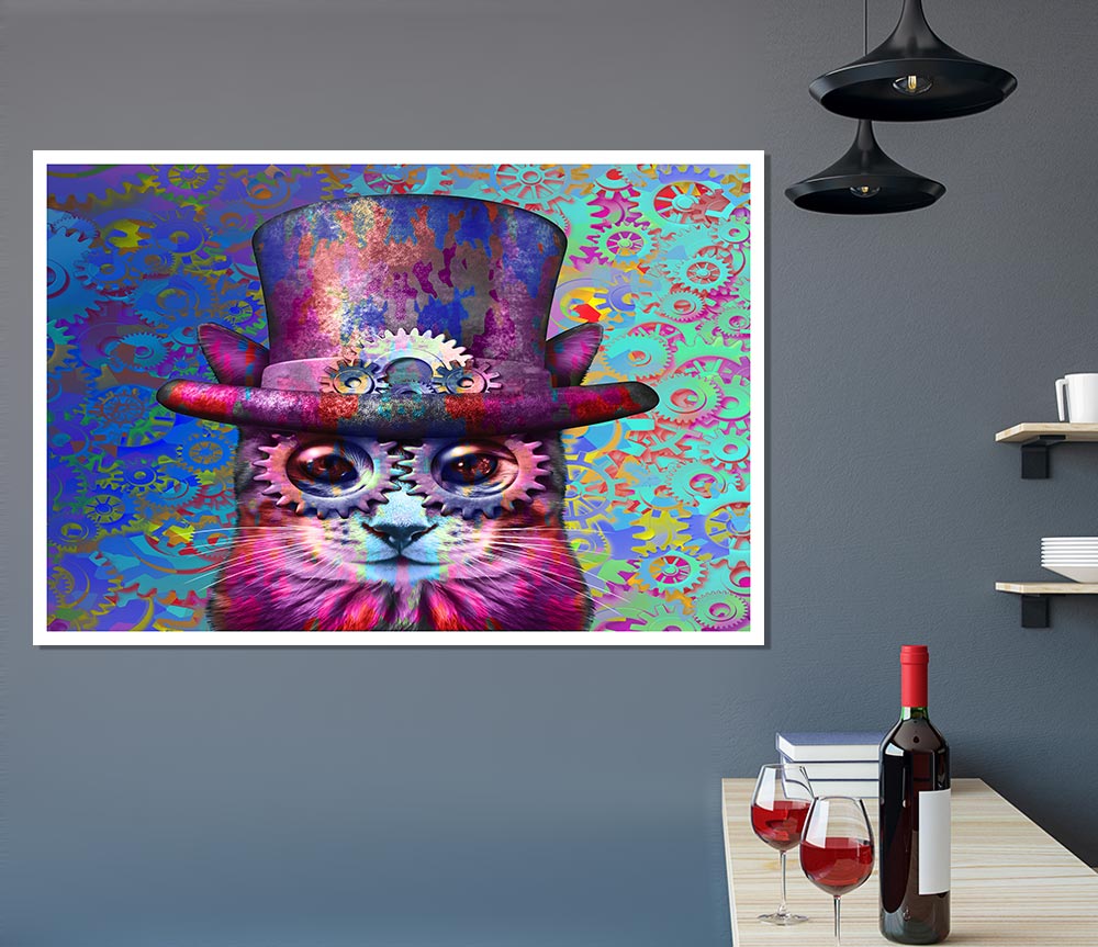 The Top Hat Cat Print Poster Wall Art