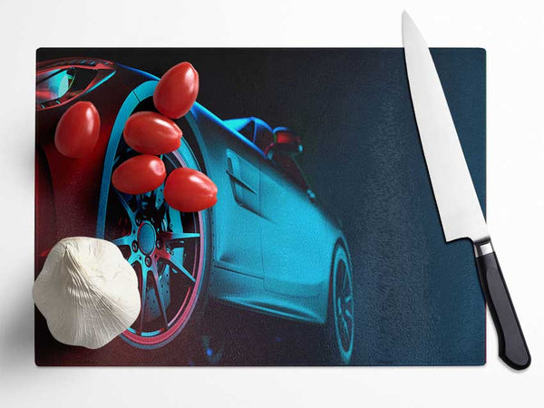 Sports Car Stance Glass Chopping Board