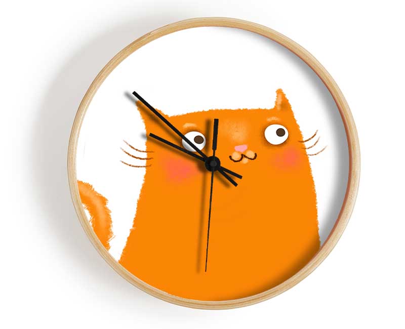 The Love Heart Orange Cat Clock - Wallart-Direct UK