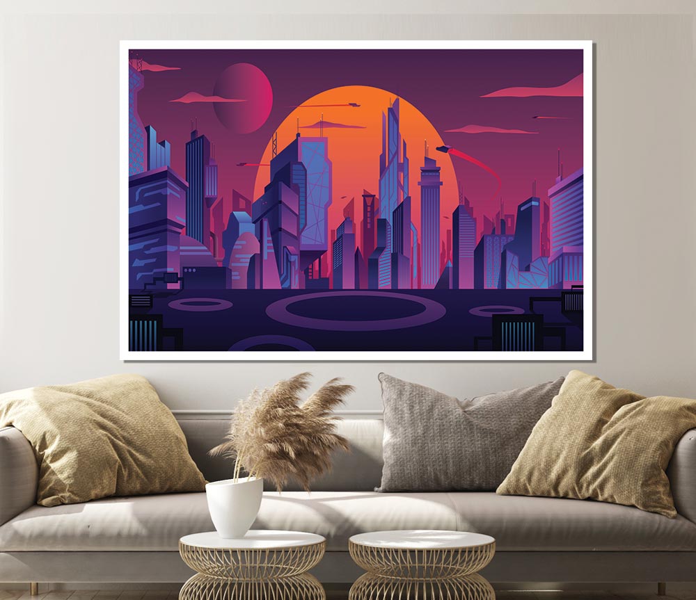 The Sun Behind The City Print Poster Wall Art