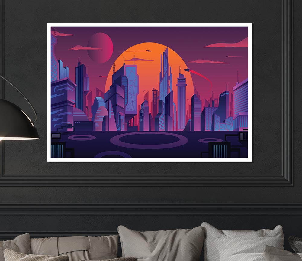 The Sun Behind The City Print Poster Wall Art