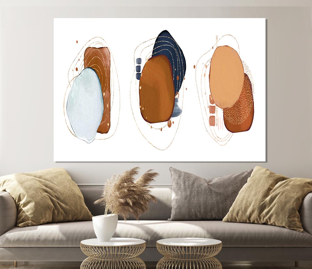 Three Art Mid Century Shapes Print Poster Wall Art