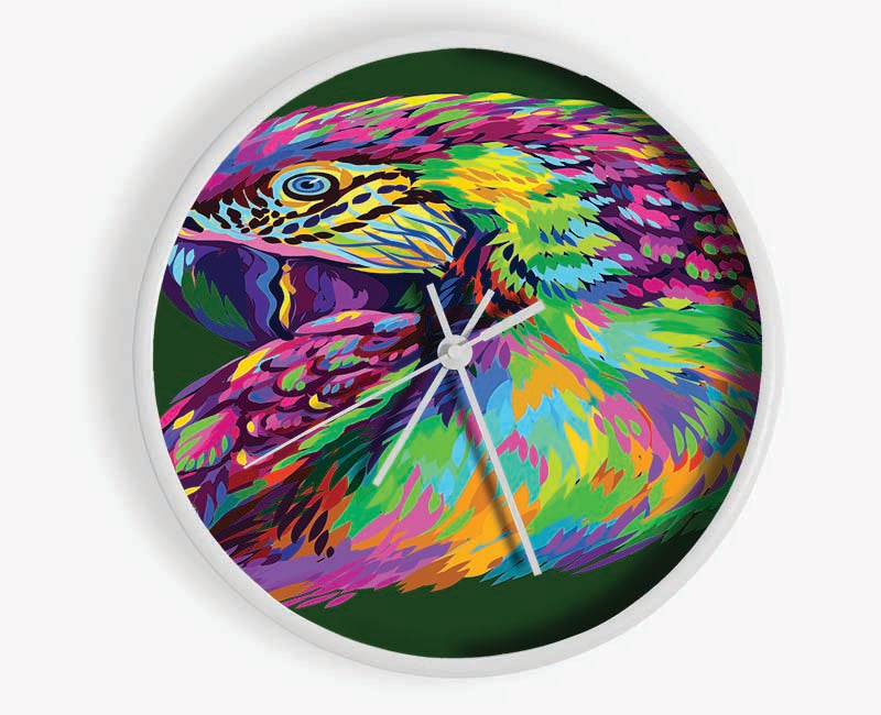 The Parrot On Green Clock - Wallart-Direct UK