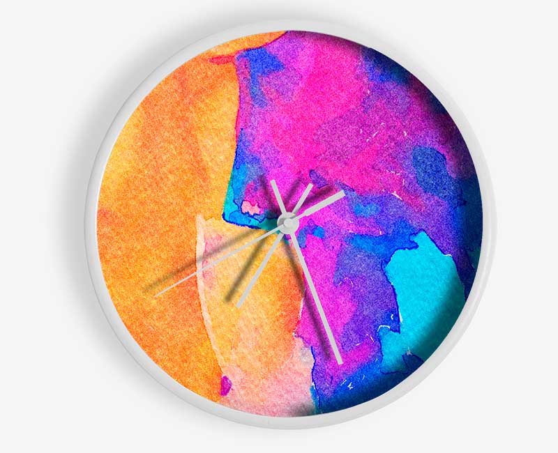 Colour Paint Dabs Clock - Wallart-Direct UK