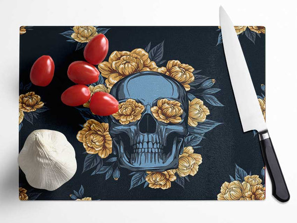 The Skull Flowers Tribute Glass Chopping Board