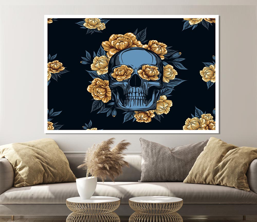 The Skull Flowers Tribute Print Poster Wall Art