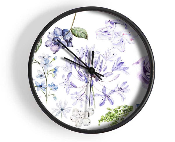 The Lilac Flower Collection Clock - Wallart-Direct UK