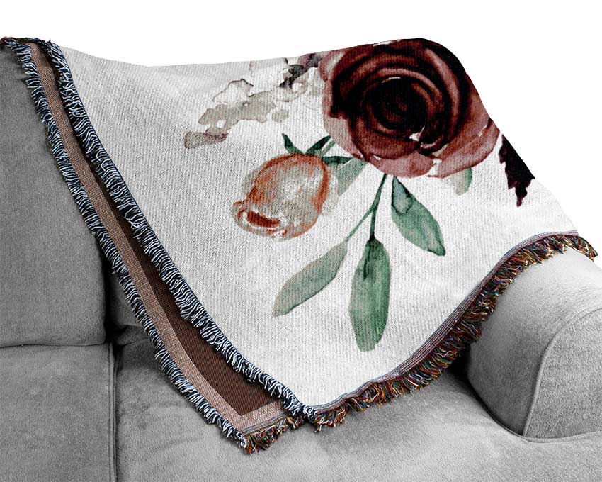 Trio Of Lovely Roses Woven Blanket