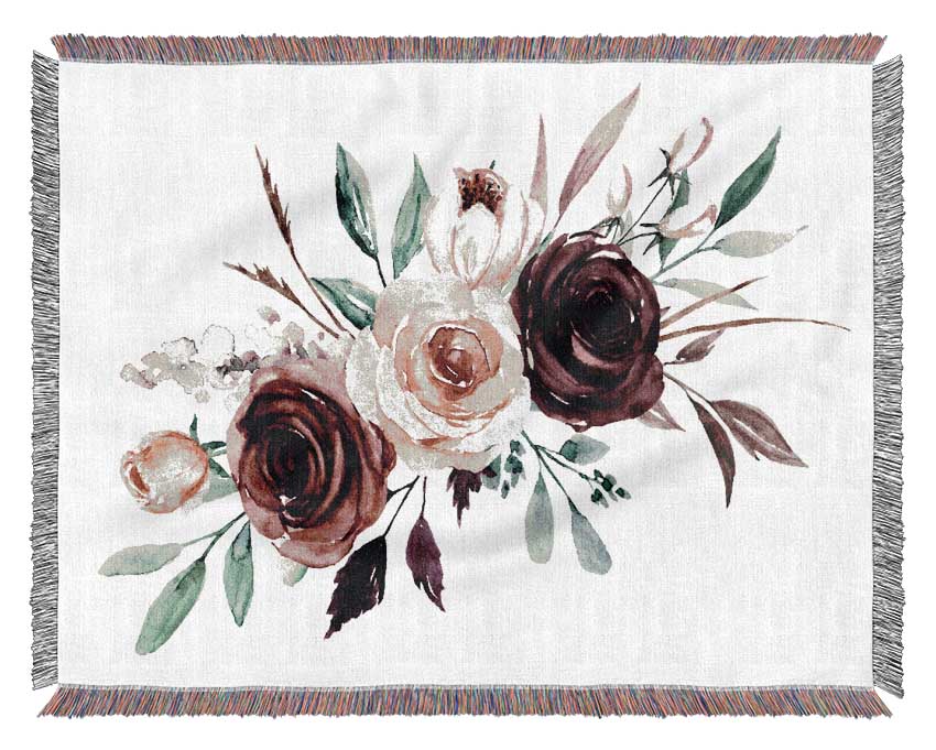 Trio Of Lovely Roses Woven Blanket