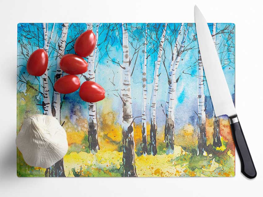 The Beautiful Birch Trees Glass Chopping Board