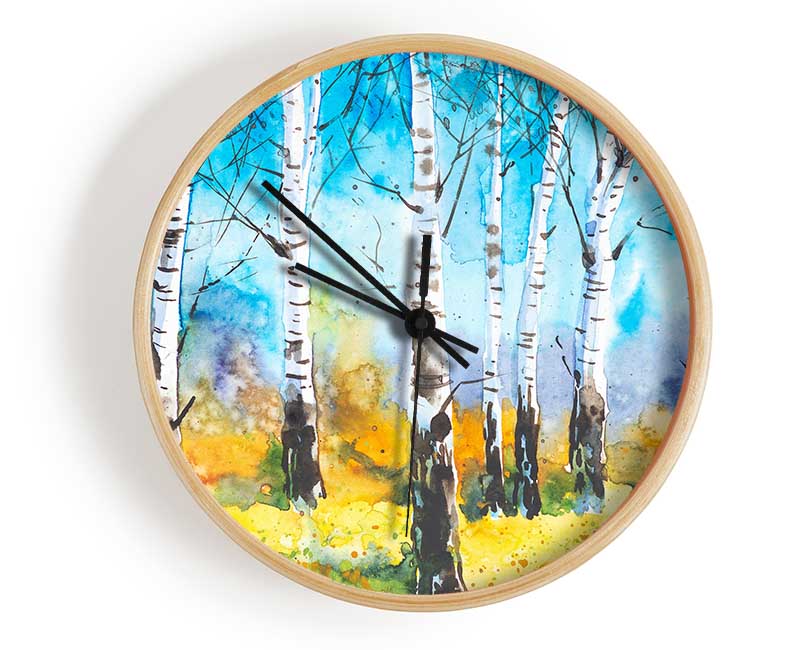 The Beautiful Birch Trees Clock - Wallart-Direct UK