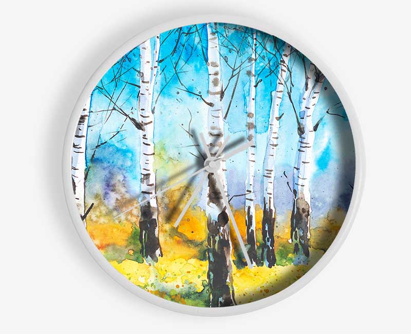 The Beautiful Birch Trees Clock - Wallart-Direct UK