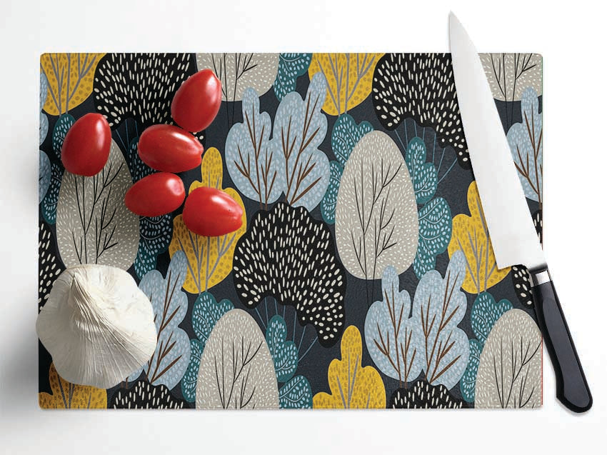 Trees Of Pattern And Colour Glass Chopping Board