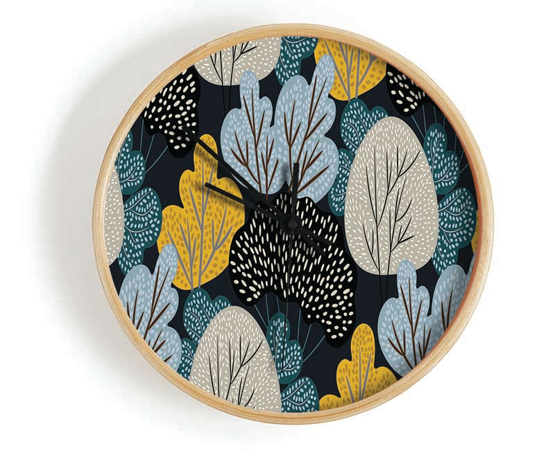 Trees Of Pattern And Colour Clock - Wallart-Direct UK