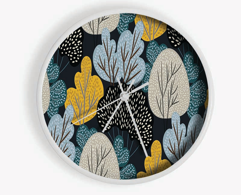 Trees Of Pattern And Colour Clock - Wallart-Direct UK