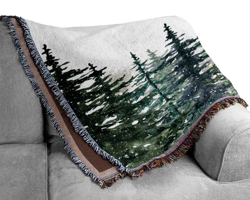 Trees Peer Above The Clouds Woven Blanket