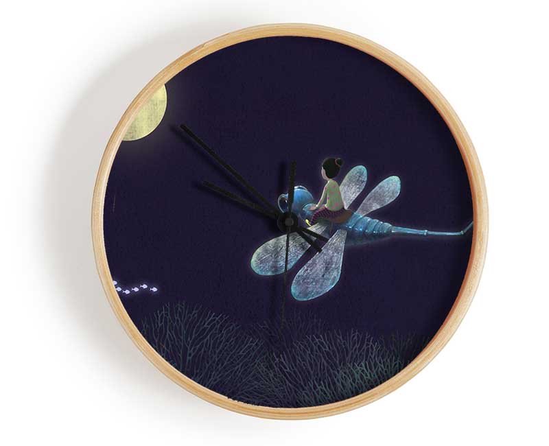 Riding On The Dragonfly Clock - Wallart-Direct UK