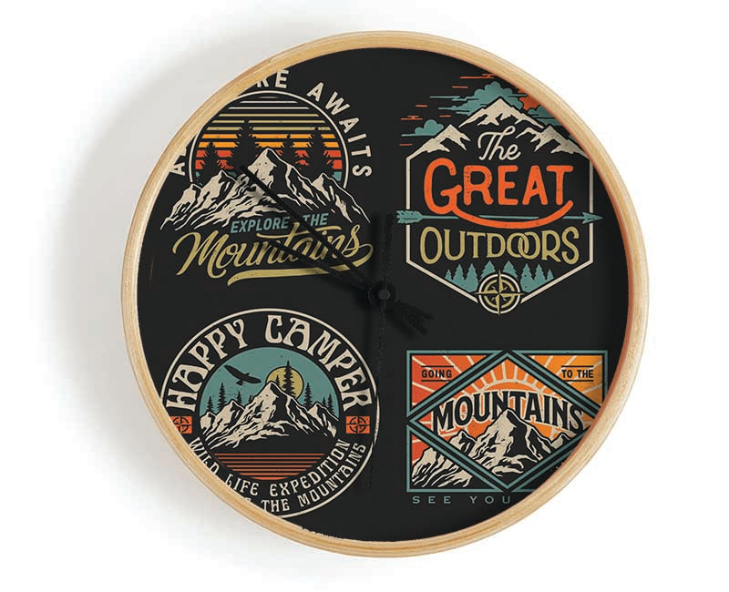 The Camping Crests Clock - Wallart-Direct UK