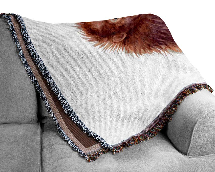 Hanging On A Branch Orangutan Woven Blanket