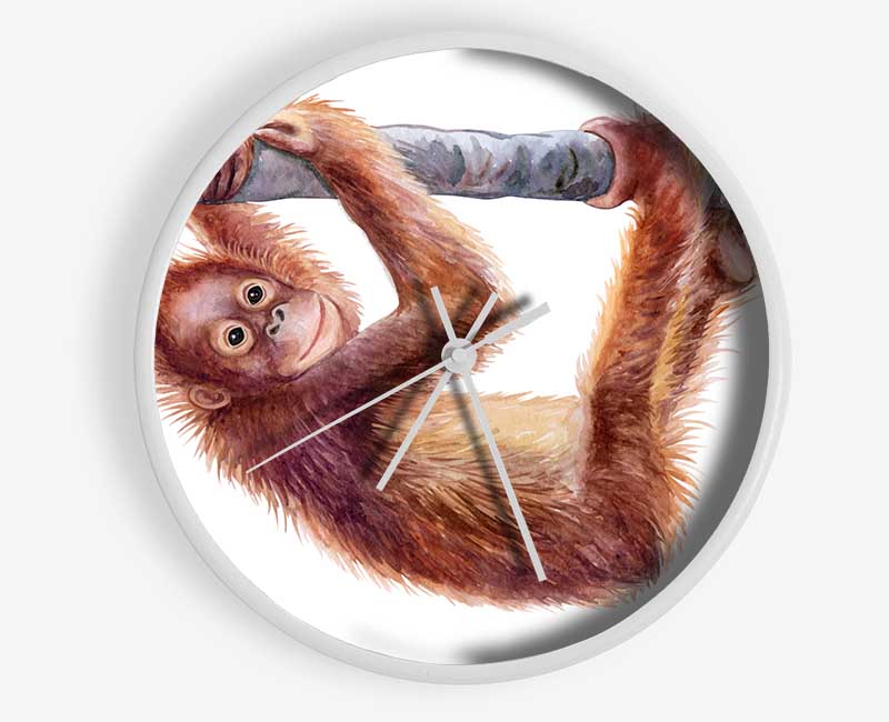 Hanging On A Branch Orangutan Clock - Wallart-Direct UK