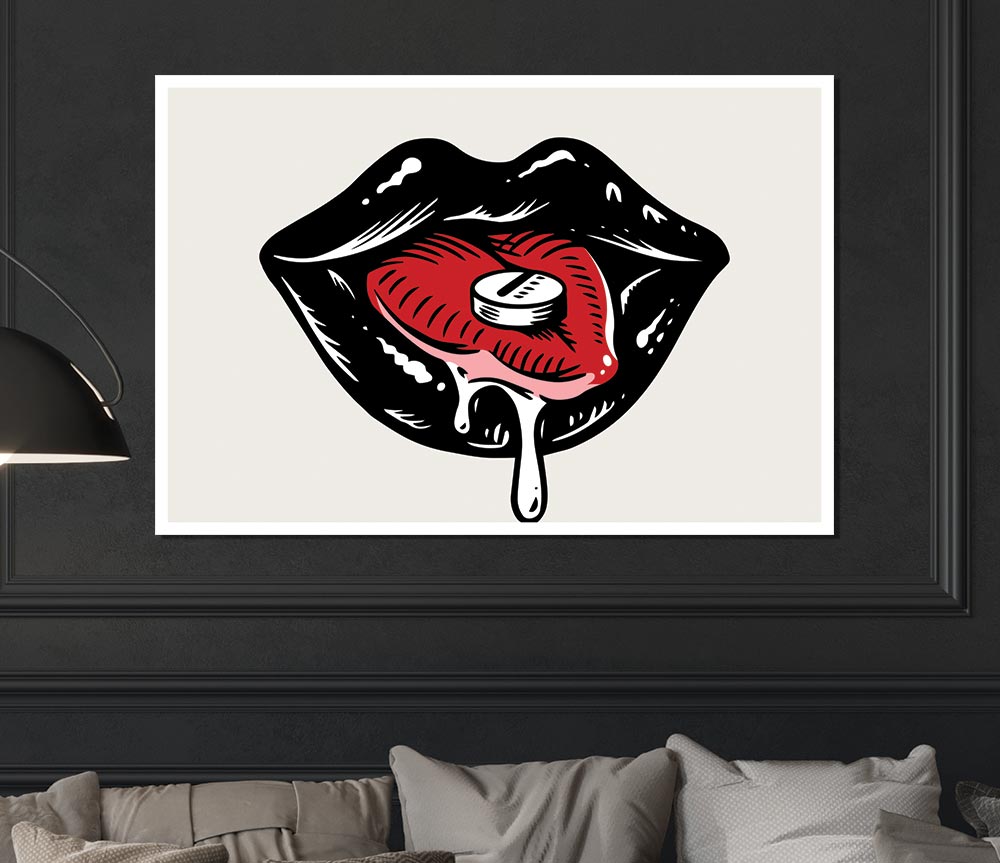 Black Lips Pill Print Poster Wall Art