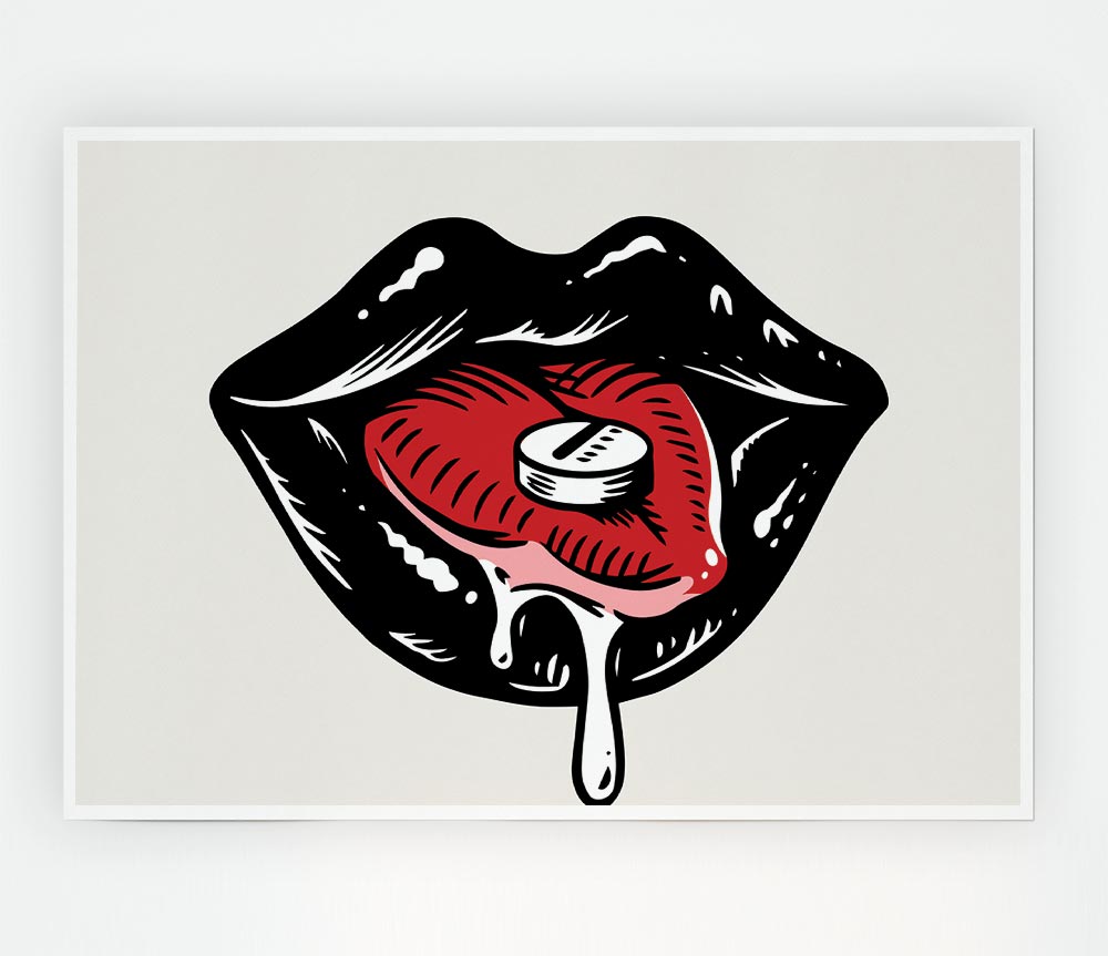 Black Lips Pill Print Poster Wall Art