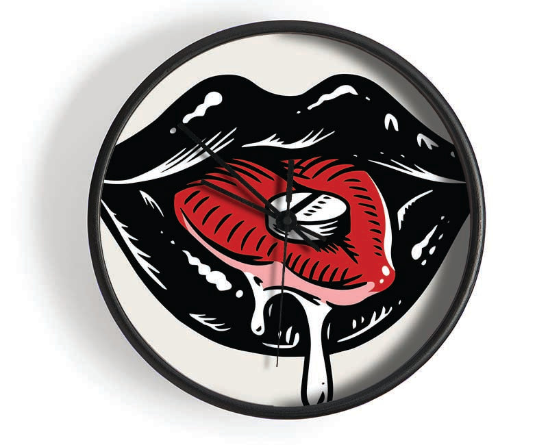 Black Lips Pill Clock - Wallart-Direct UK