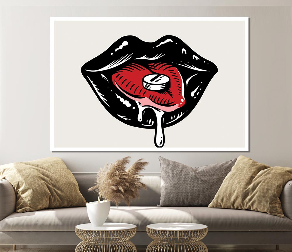 Black Lips Pill Print Poster Wall Art