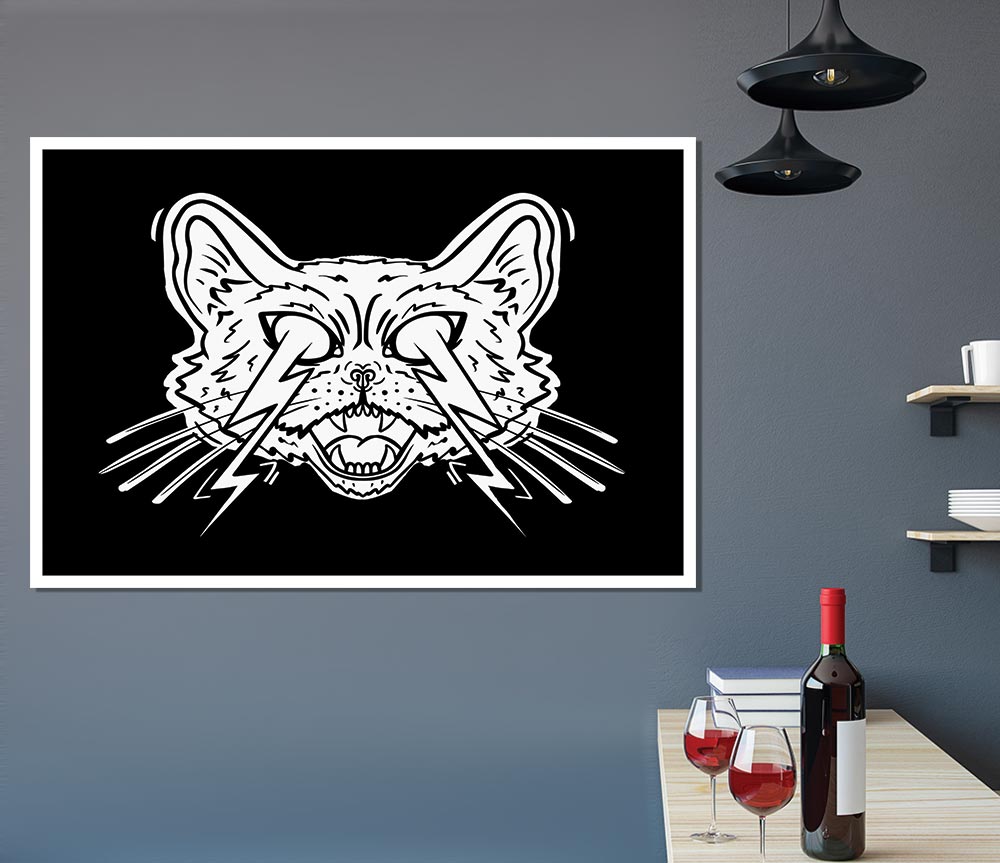 Thunderbolt Cat Eyes Print Poster Wall Art