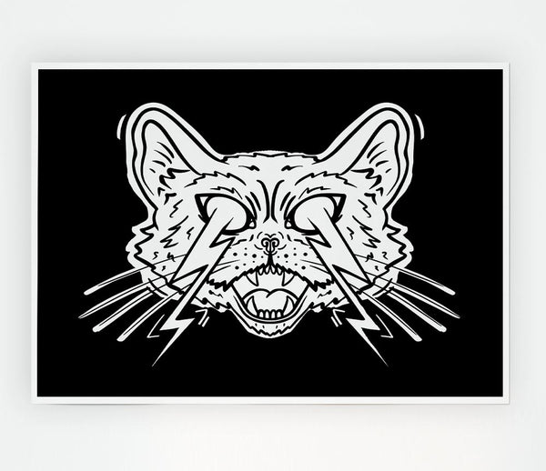 Thunderbolt Cat Eyes Print Poster Wall Art