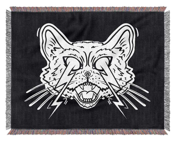 Thunderbolt Cat Eyes Woven Blanket